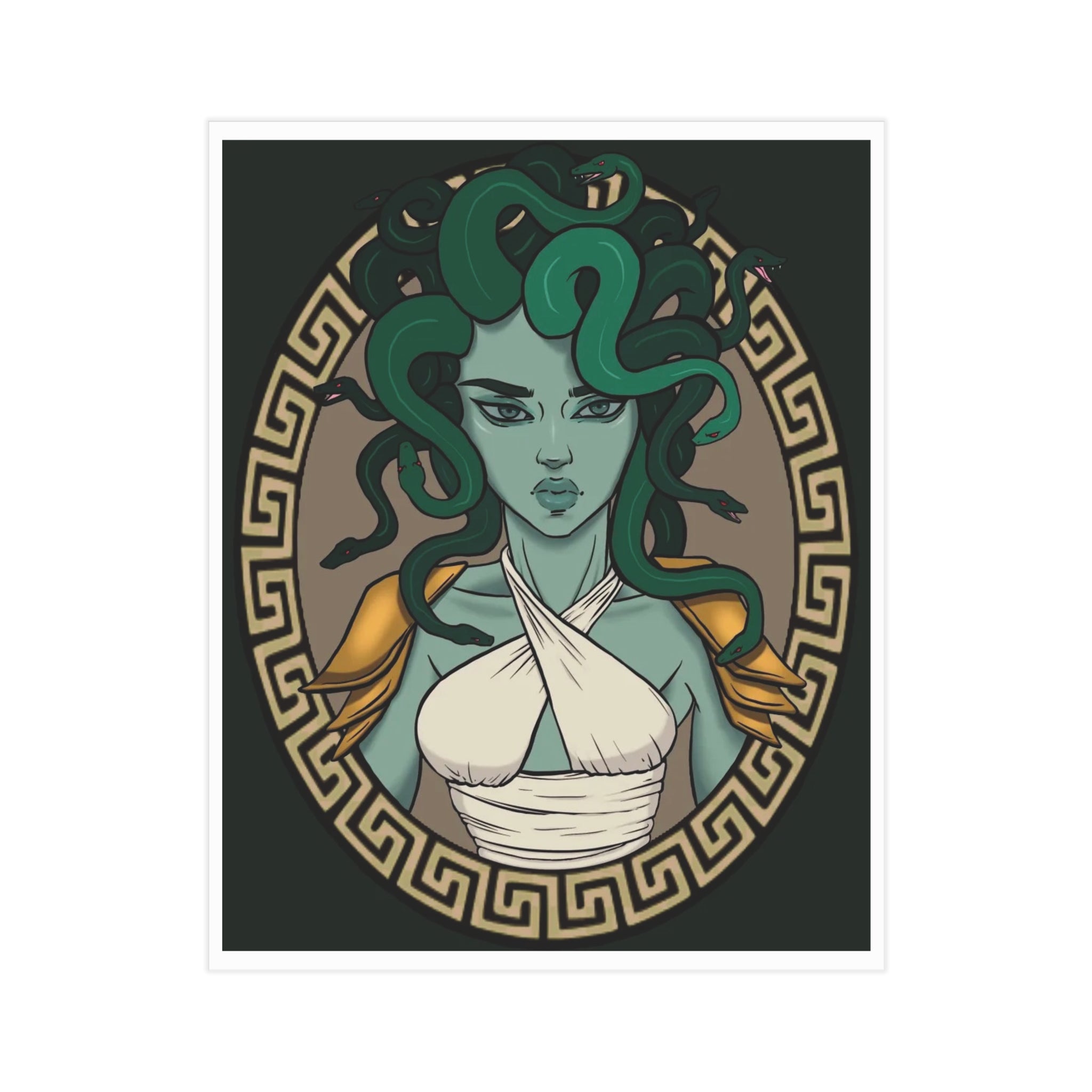 Medusa Portrait Art Print — Mythical Gorgon Wall Decor
