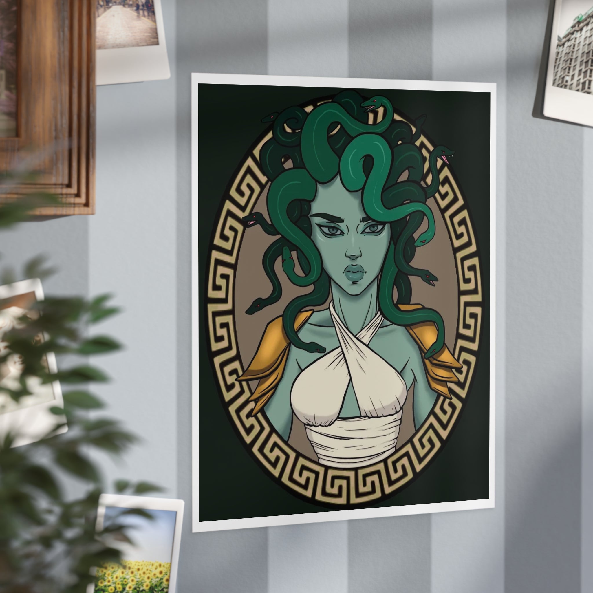 Medusa Portrait Art Print — Mythical Gorgon Wall Decor